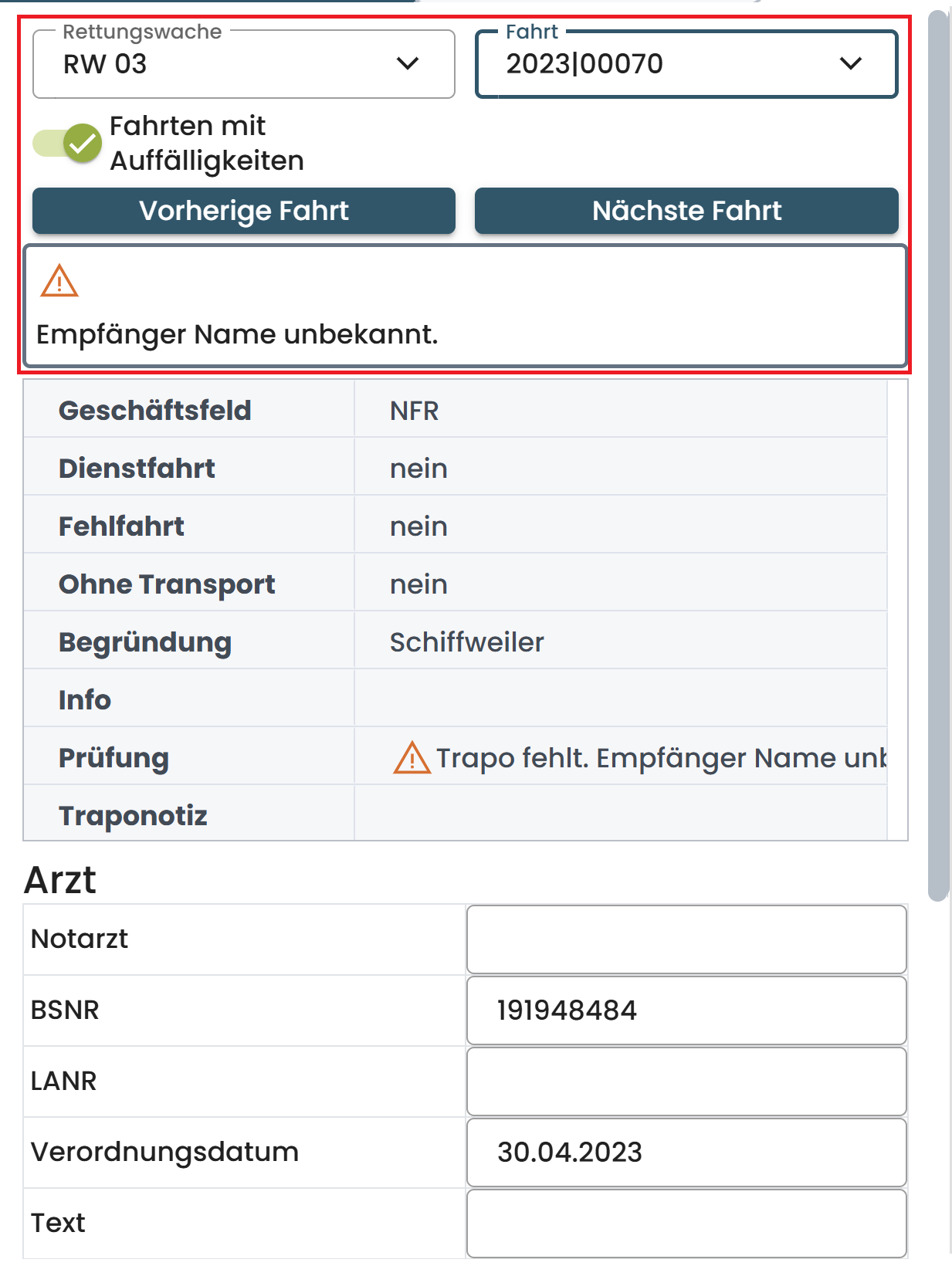 Fahrtenauswahl Fahrtenauswahl