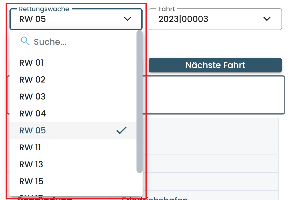 Wachen-Dropdown Wachen-Dropdown