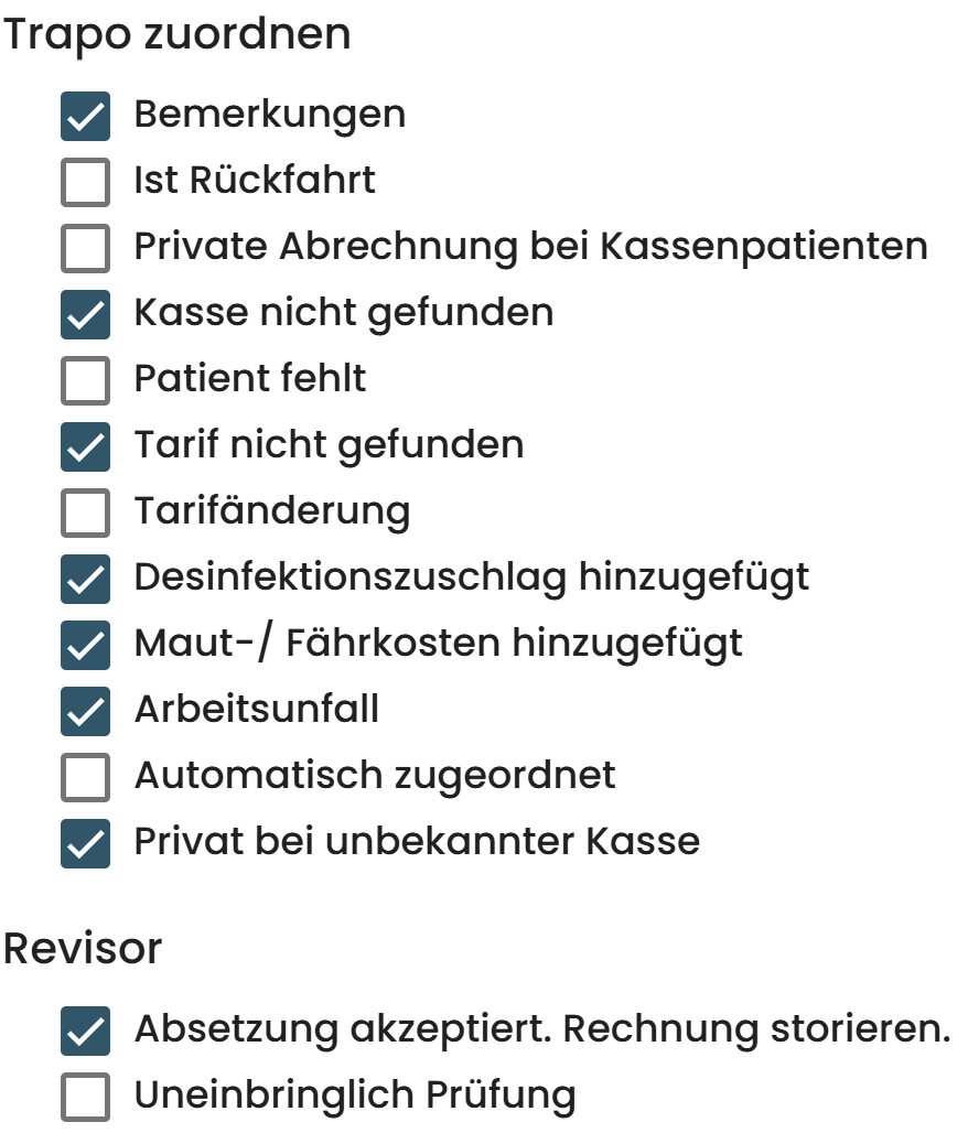 Trapo zuordnen & Revisor Beispielkonfiguration Trapo zuordnen & Revisor Beispielkonfiguration