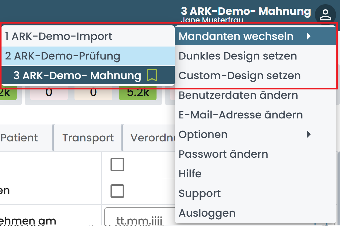 Mandantenauswahl Mandantenauswahl
